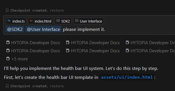 Cursor Dev Docs - tagging documentation for game development