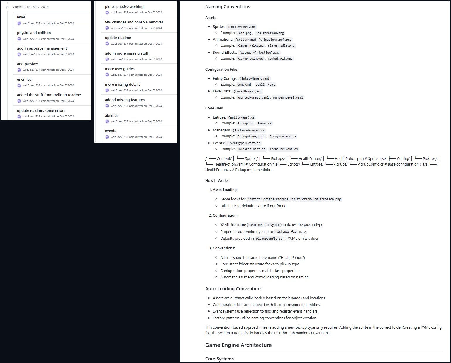 README documentation - architecture summaries and code patterns